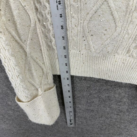 Sofia Sweater Pullover Women XL Gray Knit Sequin Turtleneck Long Sleeve Casual - Picture 6 of 7